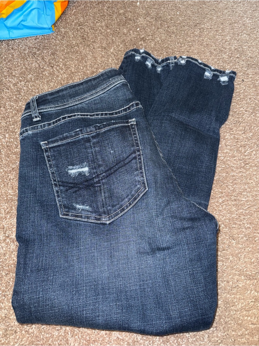 BKE Payton Dark Wash Distressed Hem Jeans